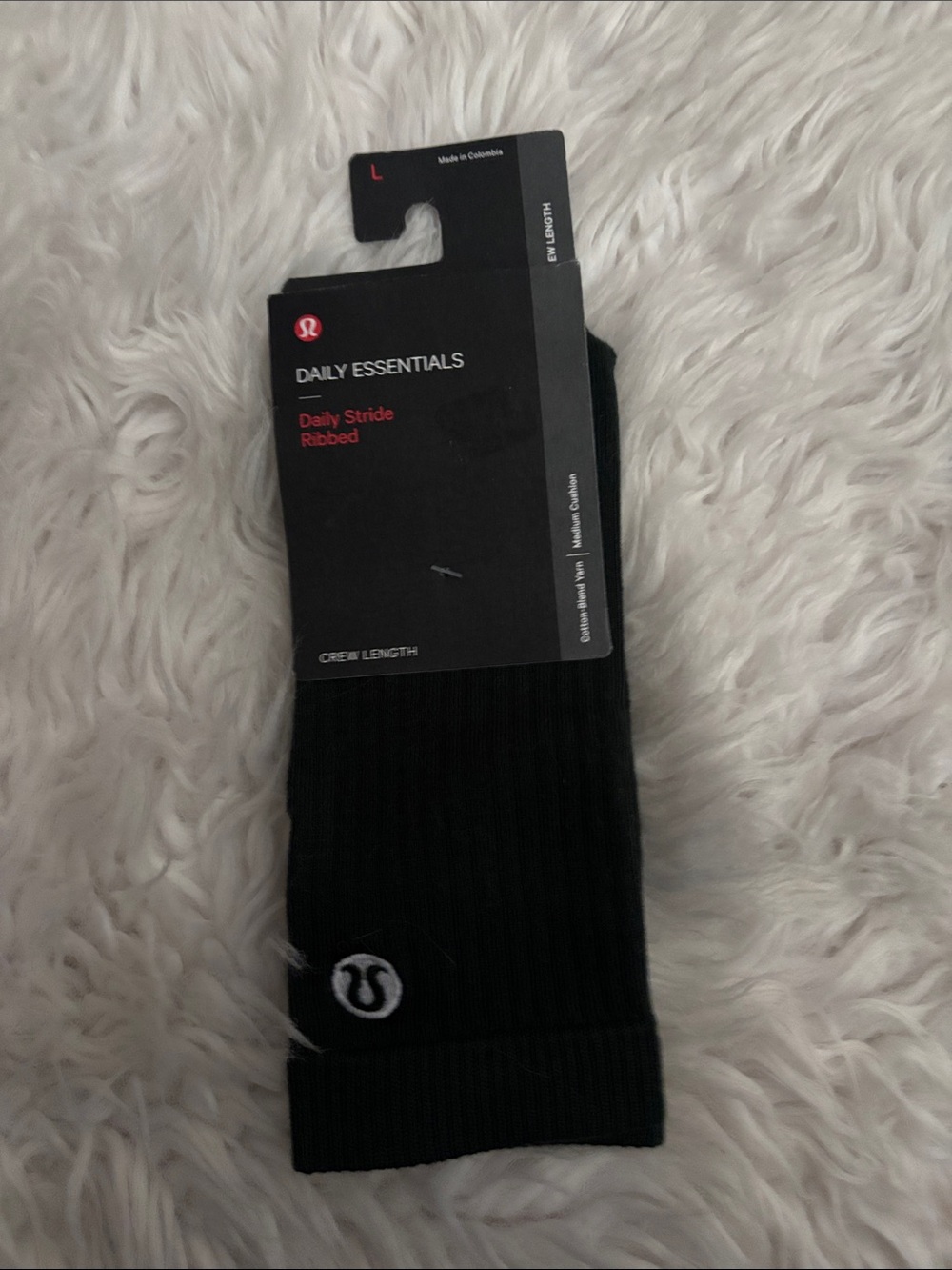 Lululemon Men’s Daily Stride Ribbed Comfort Crew Sock Stripe, Legacy Green, L